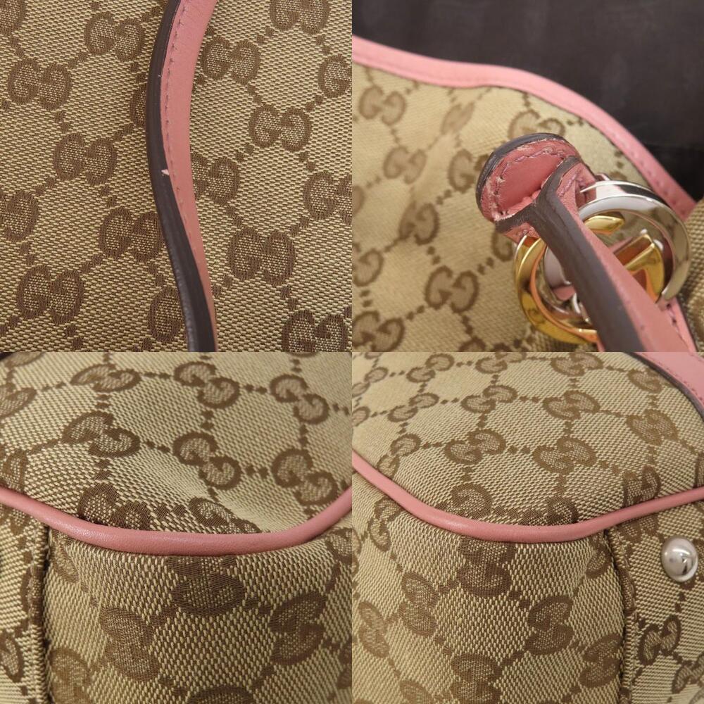 Gucci GG Twins Tote bag beige monogram canvas pink leather - Picture 9 of 11